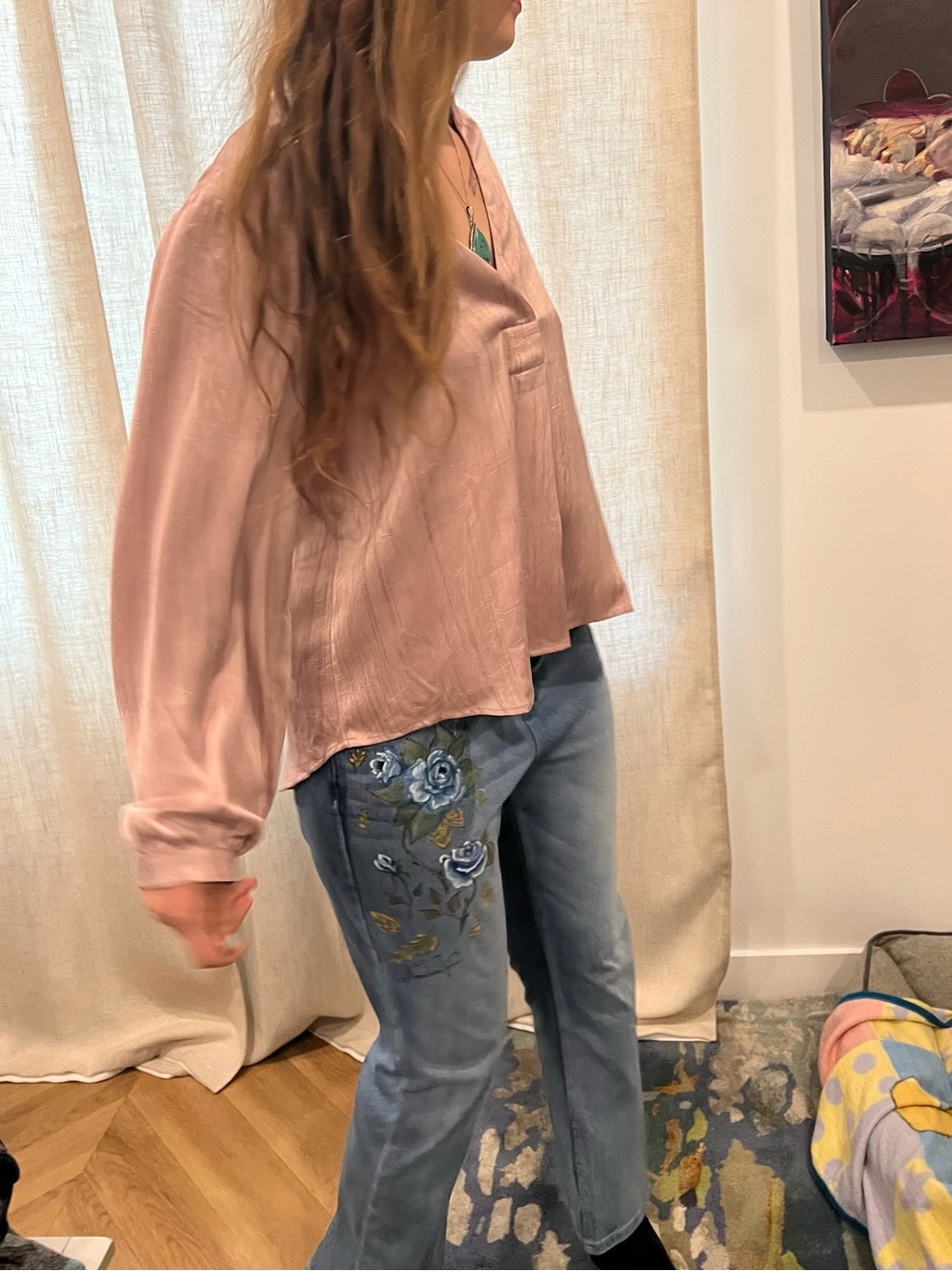 Dusty rose colored blouse from Greece